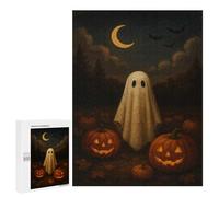 Puzzles pour Adultes 500 PCS Puzzles Cute Ghost with Pumpkins - Spooky Halloween Wall Art Puzzle pour Adultes - Décoration Murale - Idéal pour Les Parents Et Les Enfants 500 PCS