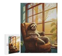 Puzzles pour Adultes 500 PCS Puzzles Cute Sloth Coffee Morning Puzzle pour Adultes - Décoration Murale - Idéal pour Les Parents Et Les Enfants 500 PCS