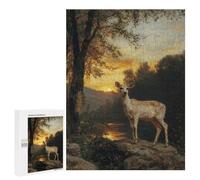 Puzzles pour Adultes 500 PCS Puzzles Deer at Sunset Puzzle pour Adultes, Jouet, Décoration Murale, Anti-Stress, Difficile Et Stimulant 500 PCS