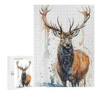 Puzzles pour Adultes 500 PCS Puzzles Deer Watercolor Jeu De Puzzle Casse-tête Une Œuvre d'art Cadeaux d'anniversaire Et Cadeaux Uniques 500 PCS
