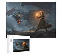 Puzzles pour Adultes 500 PCS Puzzles Dragon Vs. Mage Epic Fantasy Battle Puzzles pour Adolescents Jeu Manuel Décoration Parfaite Cadeaux d'anniversaire Et Cadeaux Uniques 500 PCS