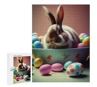 Puzzles pour Adultes 500 PCS Puzzles Easter Bunny with Eggs Puzzles pour Adultes - Décoration Murale - Difficile - Stimule Le Cerveau 500 PCS