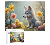 Puzzles pour Adultes 500 PCS Puzzles Easter Fox and Chick Scene Puzzles pour Adolescents Jeu Manuel Décoration Parfaite Cadeaux d'anniversaire Et Cadeaux Uniques 500 PCS