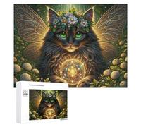 Puzzles pour Adultes 500 PCS Puzzles Enchanted Forest Fairy Cat Puzzles pour Adolescents Jeu Manuel Décoration Parfaite Cadeaux d'anniversaire Et Cadeaux Uniques 500 PCS