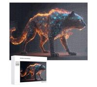 Puzzles pour Adultes 500 PCS Puzzles Flaming Leopard Digital Artwork Puzzles pour Adolescents Jeu Manuel Décoration Parfaite Cadeaux d'anniversaire Et Cadeaux Uniques 500 PCS