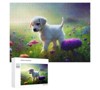 Puzzles pour Adultes 500 PCS Puzzles Flower Field Adventure Cute Puppy Exploration Puzzles pour Adolescents Jeu Manuel Décoration Parfaite Cadeaux d'anniversaire Et Cadeaux Uniques 500 PCS
