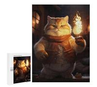 Puzzles pour Adultes 500 PCS Puzzles Fluffy Cute Cat Fire Torch Puzzles pour Adolescents Jeu Pratique Course De Vitesse Interaction Parent-Enfant 500 PCS