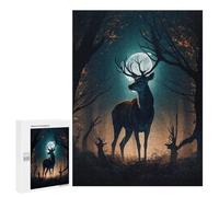 Puzzles pour Adultes 500 PCS Puzzles Forest Deer Under Moonlight Puzzle pour Adultes, Jouet, Décoration Murale, Anti-Stress, Difficile Et Stimulant 500 PCS
