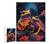 Puzzles pour Adultes 500 PCS Puzzles Frogs Playing Guitar in Rain Puzzles pour Adolescents Jeu Manuel Décoration Parfaite Cadeaux d'anniversaire Et Cadeaux Uniques 500 PCS