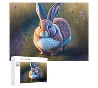 Puzzles pour Adultes 500 PCS Puzzles Giant Bunny Rabbit in Field Puzzles pour Adolescents Jeu Manuel Décoration Parfaite Cadeaux d'anniversaire Et Cadeaux Uniques 500 PCS