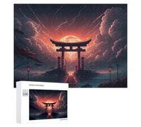 Puzzles pour Adultes 500 PCS Puzzles Japanese Torii Gate Sunset Puzzles pour Adolescents Jeu Pratique Course De Vitesse Interaction Parent-Enfant 500 PCS
