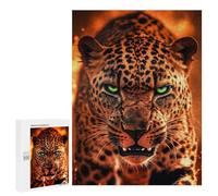 Puzzles pour Adultes 500 PCS Puzzles Leopard's Fiery Gaze Puzzles pour Adolescents Jeu Manuel Décoration Parfaite Cadeaux d'anniversaire Et Cadeaux Uniques 500 PCS