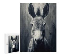 Puzzles pour Adultes 500 PCS Puzzles Monochrome Donkey Portrait Jeu De Puzzle Casse-tête Une Œuvre d'art Cadeaux d'anniversaire Et Cadeaux Uniques 500 PCS