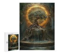 Puzzles pour Adultes 500 PCS Puzzles Mystical Tree with Fire Ring Puzzles pour Adultes Jeux en Famille Anti-Stress Interaction Parent-Enfant 500 PCS