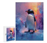 Puzzles pour Adultes 500 PCS Puzzles Penguin on Ice with Colorful Background Puzzle pour Adultes - Décoration Murale - Idéal pour Les Parents Et Les Enfants 500 PCS
