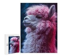 Puzzles pour Adultes 500 PCS Puzzles Pink Fluffy Alpaca Portrait Jeu De Puzzle Casse-tête Une Œuvre d'art Cadeaux d'anniversaire Et Cadeaux Uniques 500 PCS