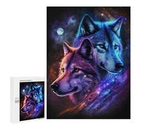 Puzzles pour Adultes 500 PCS Puzzles pour Adultes Galactic Wolf Duo T-Shirt Jeux Relaxants Améliore La Mémoire Cadeaux De Noël Et d'anniversaire 500 PCS