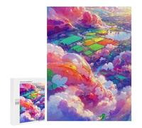 Puzzles pour Adultes 500 PCS Puzzles Rainbow Fields in The Sky Puzzles pour Adolescents Jeu Manuel Décoration Parfaite Cadeaux d'anniversaire Et Cadeaux Uniques 500 PCS