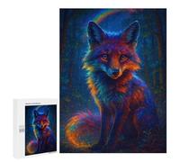Puzzles pour Adultes 500 PCS Puzzles Rainbow Fox in Enchanted Forest Puzzles pour Adultes Jeux en Famille Anti-Stress Interaction Parent-Enfant 500 PCS