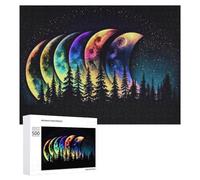 Puzzles pour Adultes 500 PCS Puzzles Rainbow Moons Over Forest Puzzles pour Adolescents Jeu Manuel Décoration Parfaite Cadeaux d'anniversaire Et Cadeaux Uniques 500 PCS