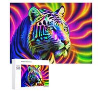 Puzzles pour Adultes 500 PCS Puzzles Rainbow Tiger Art Print Puzzles pour Adolescents Jeu Manuel Décoration Parfaite Cadeaux d'anniversaire Et Cadeaux Uniques 500 PCS