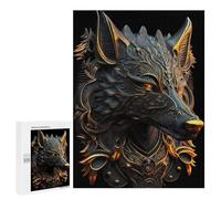 Puzzles pour Adultes 500 PCS Puzzles Regal Golden Fire Wolf Puzzles pour Adultes Jeux De Famille Difficile Difficile Idéal comme Cadeau pour Toute La Famille 500 PCS