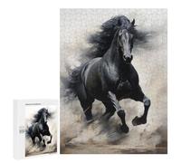 Puzzles pour Adultes 500 PCS Puzzles Running Black Horse Puzzles pour Adultes - Décoration Murale - Difficile - Stimule Le Cerveau 500 PCS