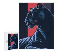Puzzles pour Adultes 500 PCS Puzzles Stylized Black Panther Illustration Puzzles pour Adultes Jeux en Famille Anti-Stress Interaction Parent-Enfant 500 PCS