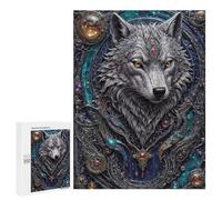 Puzzles pour Adultes 500 PCS Puzzles Techno Wolf Steampunk Puzzles pour Adultes - Décoration Murale - Difficile - Stimule Le Cerveau 500 PCS