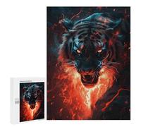 Puzzles pour Adultes 500 PCS Puzzles Tiger Fire Energy Artwork Puzzles Jeux Amusants mais Aussi Humoristiques Cadeaux Uniques pour Un Anniversaire Et Noël 500 PCS
