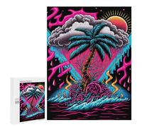 Puzzles pour Adultes 500 PCS Puzzles Wave Palm Tree Puzzles pour Adolescents Jeu Manuel Décoration Parfaite Cadeaux d'anniversaire Et Cadeaux Uniques 500 PCS