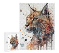 Puzzles pour Adultes 500 PCS Puzzles Wild Cat Watercolor Puzzle pour Adultes, Jouet, Décoration Murale, Anti-Stress, Difficile Et Stimulant 500 PCS