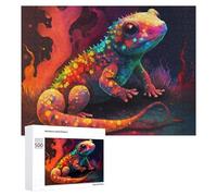 Puzzles pour Adultes 500 PCS Rainbow Lizard in Flames Puzzles pour Adolescents, Jeux De Réflexion, Décoration Murale, Cadeaux De Noël Et d'anniversaire 500 PCS