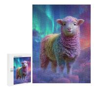 Puzzles pour Adultes 500 PCS Rainbow Sheep in Aurora Sky Puzzles pour Adolescents - Anti-Stress - Défi Éducatif - Cadeaux De Noël Et d'anniversaire 500 PCS