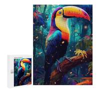 Puzzles pour Adultes 500 PCS Rainbow Toucan in Amazon Rainforest Puzzles pour Adolescents - Anti-Stress - Défi Éducatif - Cadeaux De Noël Et d'anniversaire 500 PCS