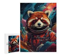 Puzzles pour Adultes 500 PCS Red Panda Astronaut in Space -2 Puzzles pour Adolescents - Anti-Stress - Défi Éducatif - Cadeaux De Noël Et d'anniversaire 500 PCS