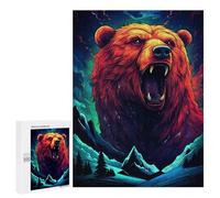 Puzzles pour Adultes 500 PCS Roaring Wild Bear Illustration Puzzle pour Adolescents Assemblage De Motifs Interaction Parent-Enfant Jeu Au Design Attrayant 500 PCS