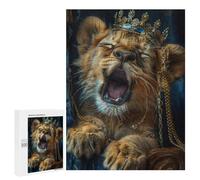 Puzzles pour Adultes 500 PCS Royal Lion Cub Yawn Puzzle pour Adolescents Assemblage De Motifs Interaction Parent-Enfant Jeu Au Design Attrayant 500 PCS