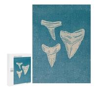 Puzzles pour Adultes 500 PCS Shark Teeth Illustration on Blue Background Puzzles pour Adultes, Jeux De Détente, Cadeaux pour Femmes, Cadeau d'anniversaire, Cadeaux, 500 PCS