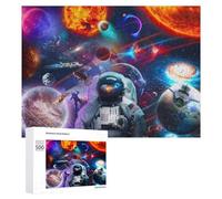 Puzzles pour Adultes 500 PCS Space Exploration Astronaut Amidst Planets and Stars Puzzles pour Adultes : des Jeux Amusants Et des Cadeaux Originaux Et Humoristiques pour Vos Proches 500 PCS