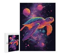 Puzzles pour Adultes 500 PCS Space Turtle Art Print Puzzle pour Adolescents Assemblage De Motifs Interaction Parent-Enfant Jeu Au Design Attrayant 500 PCS