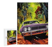 Puzzles pour Adultes 500 PCS Spooky Car in Haunted Forest Puzzle pour Adolescents Assemblage De Motifs Interaction Parent-Enfant Jeu Au Design Attrayant 500 PCS