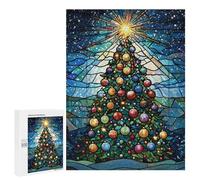 Puzzles pour Adultes 500 PCS Stained Glass Christmas Tree Puzzles pour Adolescents, Jouets, Décoration Murale, Motifs À Assembler, Cadeaux pour Les Amis Et La Famille 500 PCS