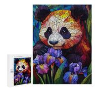 Puzzles pour Adultes 500 PCS Stained Glass Panda Puzzle pour Adultes, Jeu De Réflexion, Décoration Murale, Cadeau d'anniversaire, Cadeaux, 500 PCS