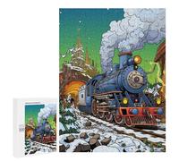 Puzzles pour Adultes 500 PCS Steam Train Winter Journey Puzzles pour Adolescents, Jeux De Réflexion, Décoration Murale, Cadeaux De Noël Et d'anniversaire 500 PCS