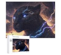 Puzzles pour Adultes 500 PCS Thunderous Panther Lightning Strikes Puzzle pour Adultes Jeux Relaxants Cadeau d'anniversaire pour Les Amateurs De Jeux 500 PCS
