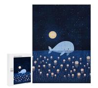 Puzzles pour Adultes 500 PCS Whale and Jellyfish Under Moonlight Puzzle pour Adultes, Jeu De Réflexion, Décoration Murale, Cadeau d'anniversaire, Cadeaux, 500 PCS