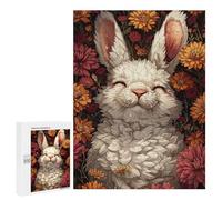 Puzzles pour Adultes 500 PCS White Rabbit in Flowers Puzzles pour Adultes - Décoration Murale - Décoration Parfaite - Défi À Relever 500 PCS