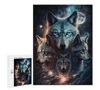 Puzzles pour Adultes 500 PCS Wolf Pack Moonlit Night Puzzles pour Adultes - Anti-Stress - Défi Stimulant - Jeux De Réflexion en Famille 500 PCS