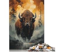 Puzzles pour Adultes 500 pièces Bison Roams Wild Puzzle pour Adultes Puzzles en Bois Puzzles Amusants Jeux de Puzzle 500 pièces (52x38cm)